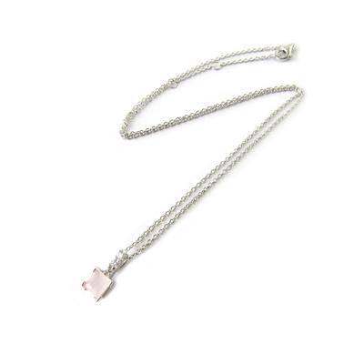 [N6847] - Silver Necklace 'Sissi' Pink White (rhodium Plated)