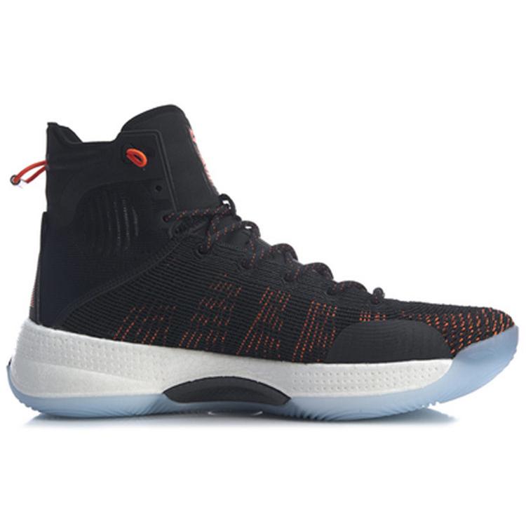 Li Ning YuShuai 13 Boom Fabric Slip Resistant Abrasion Resistant High Top Basketball Shoes Men's Black Orange ABAP031-2