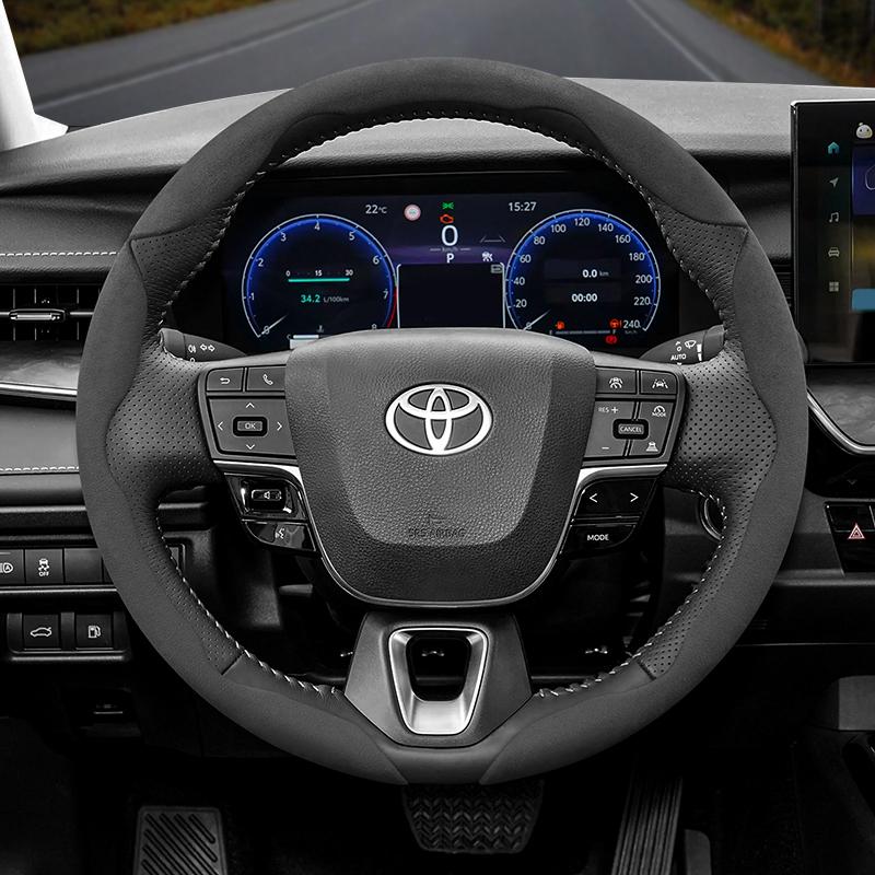 Suitable for Toyota Anti-Slip Buckle Segmented Suede Steering Wheel Cover Suitable for Yaris Auris Chr Corolla Rav4 Hilux Wish Roomy Aqua Probox Prius