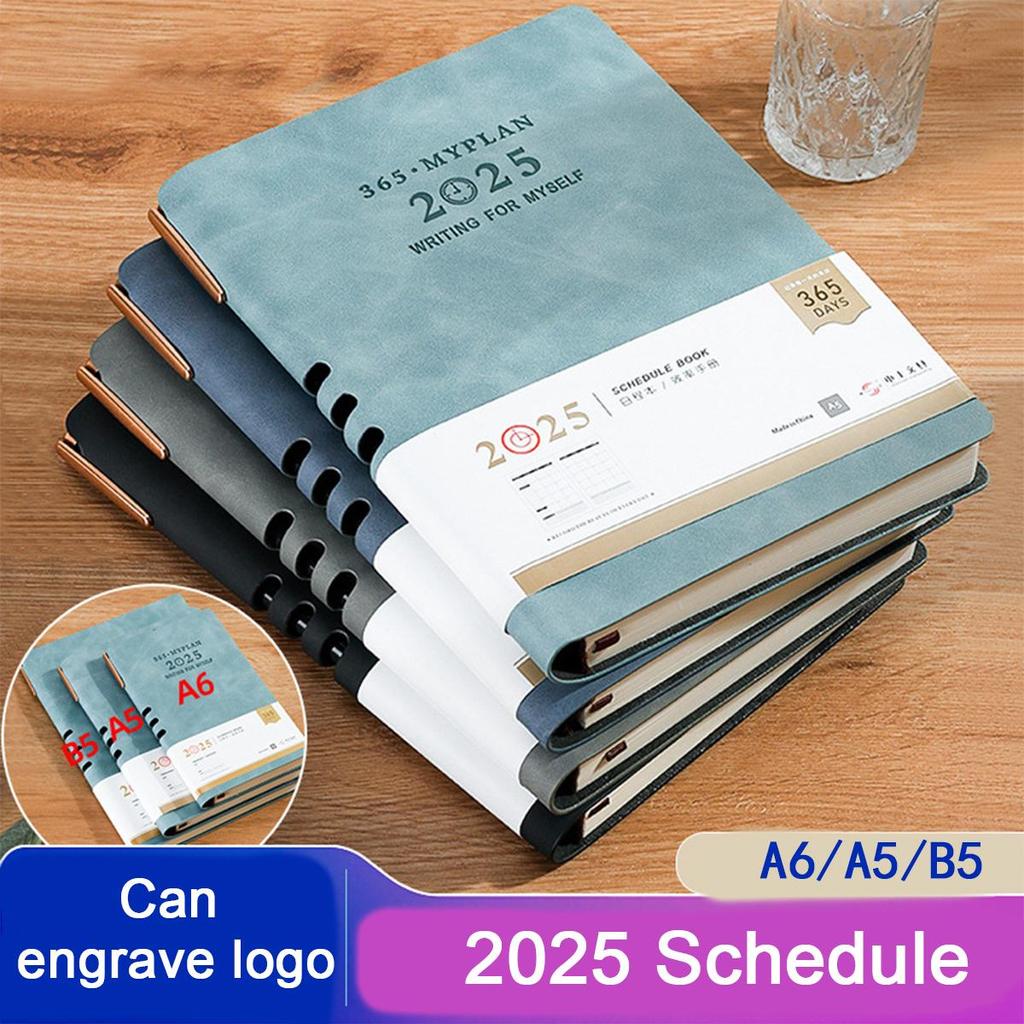 A6/A5/B5 Leather 2025 Business Schedule, Student Daily Planner, 365-day Record Book, Notepad, Memo, 176 Sheets, 352 Pages