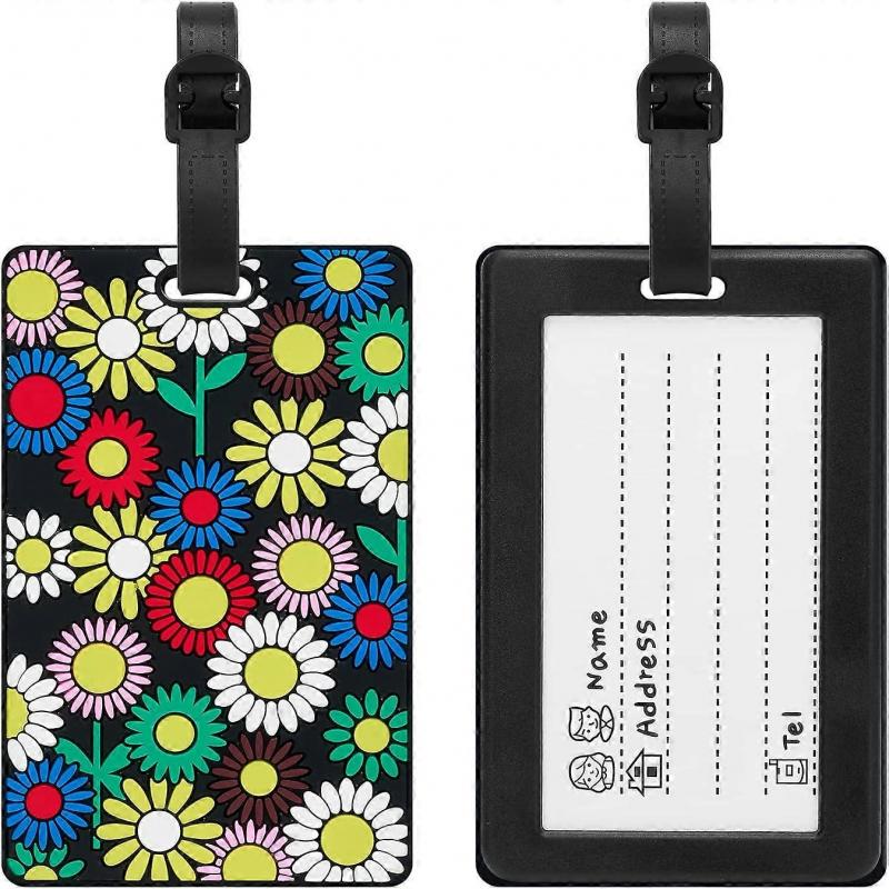 Luggage Tags Pack of Two,Baggage Tags Suitcase ID Labels Business Card Holder/Travel ID Bag Tag(Sun Flower)