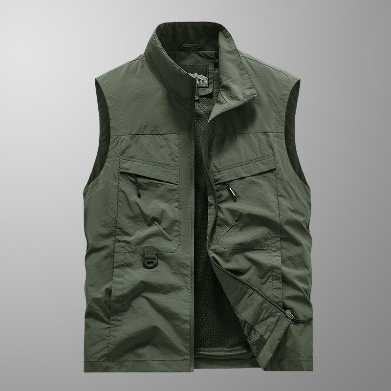 Sleeveless Vest Men's Four Seasons Middle-aged Outdoor Leisure Loose Large Size Vest European and American Sports Multi-bag Vest