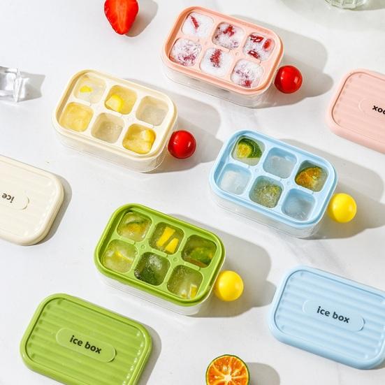 6 Compartments Ice Cube Maker, Ice Cube Mold with Sealed Flip Cover, Easy Demolding Food Grade Stackable Design Ice Tray