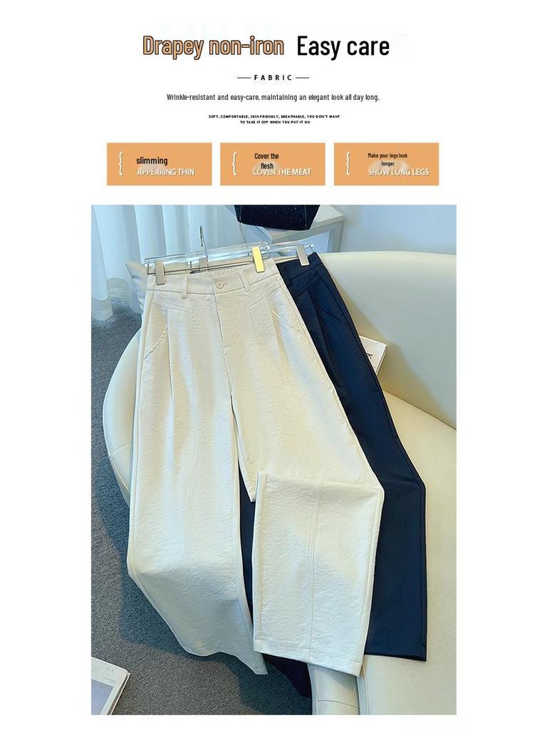 Hengyuanxiang Damen Baumwolle Hohe Taille Schlankmachende Weitbein-Hose - Elastisch, Lässig, Fließender Anzug für Frühling/Herbst