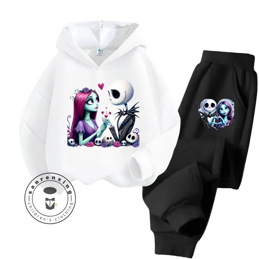 The Nightmare Before Christmas Long Sleeve Fashion Tops Suitable for Kids Soft Touch Elegant Design Hoodie Set