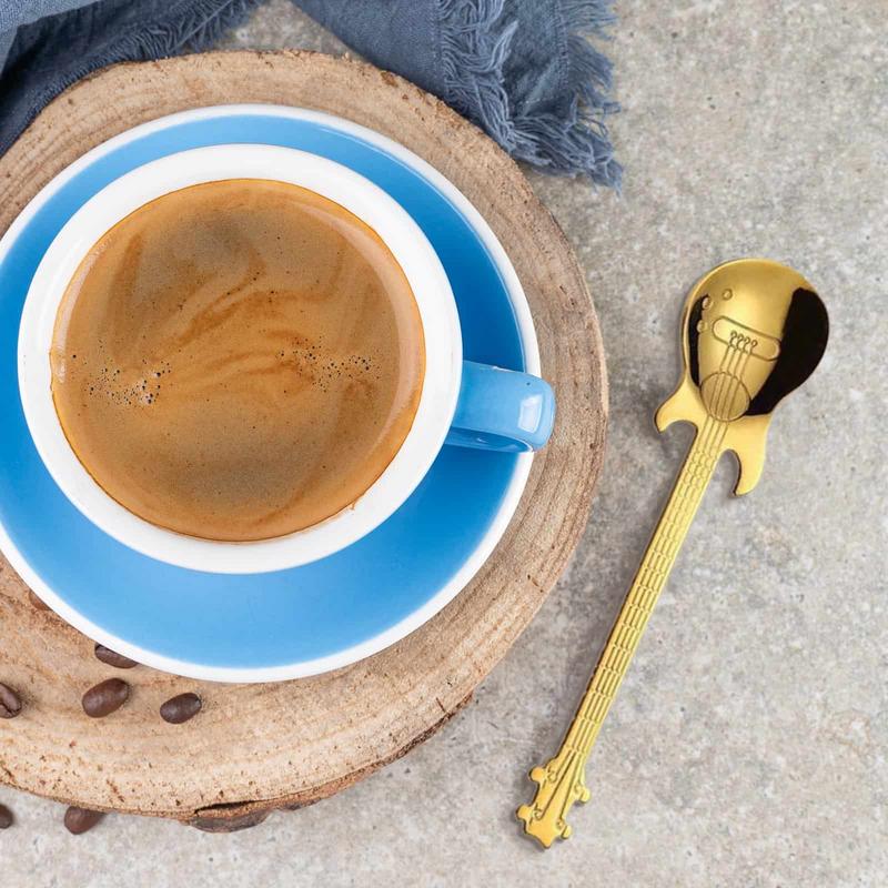Stainless Steel Guitar Coffee Teaspoons Colorful Dessert Spoon Musical Guitar Demitasse Spoon for Mixing Dessert Ice Cream