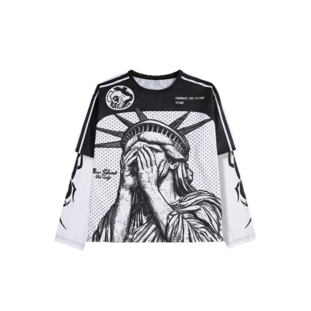 FlowStreet The New Men's Long-sleeved T-shirt Casual Fashionable and Comfortable with 3D Pattern Printing