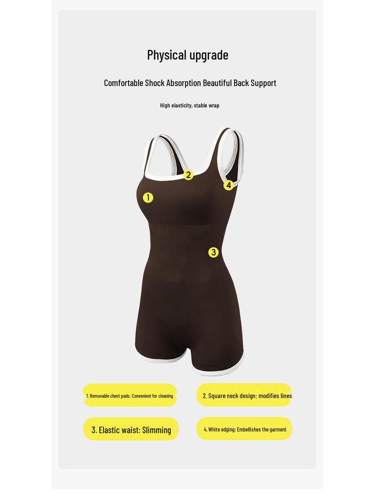 Seamless European Yoga & Dance Bodysuit with Chest Pads – Tight-fitting, Beautiful Back Design.