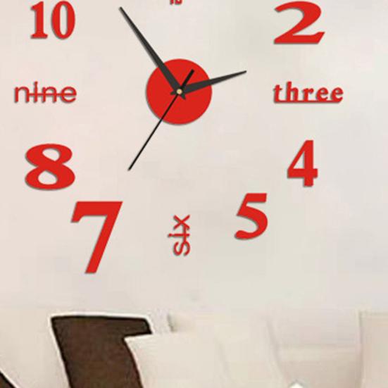 Modern Nordic Wall Clock Battery Powered Quiet Non-ticking Arabic Numerals Clock 3D Effect DIY Wall Clock for Living Room