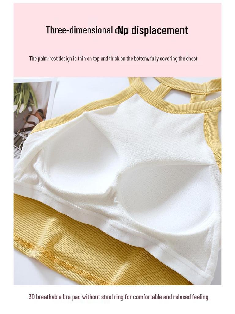 Dámský top bez rukávů, slim fit, halterový střih, krátký top s vycpávkami na hrudníku – bez kostic, krátké tílko.