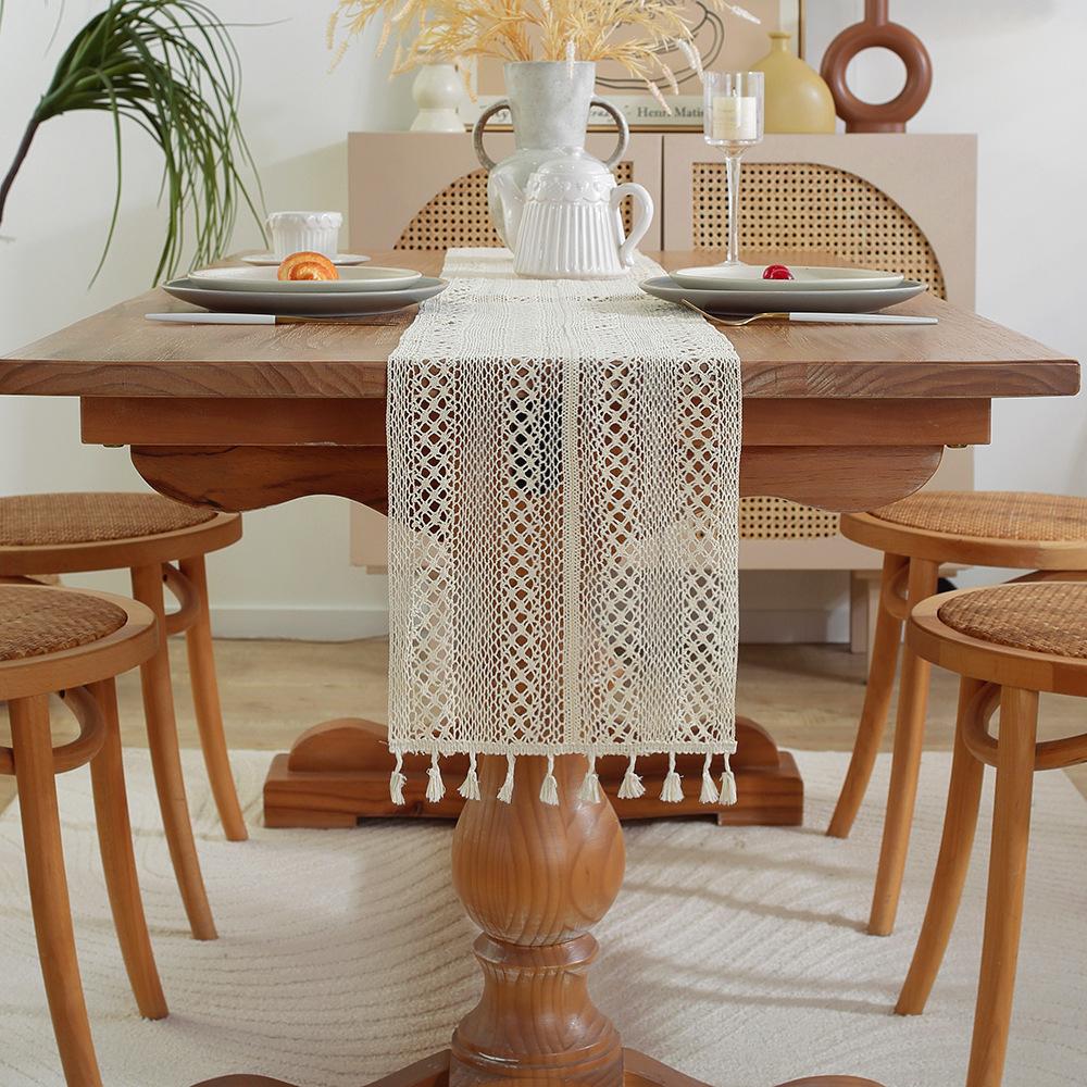 Country Table Flag Hollow Retro Cotton Thread Crochet Table Flag Lace Tablecloth Sen Series Tv Cabinet Coffee Table Cover