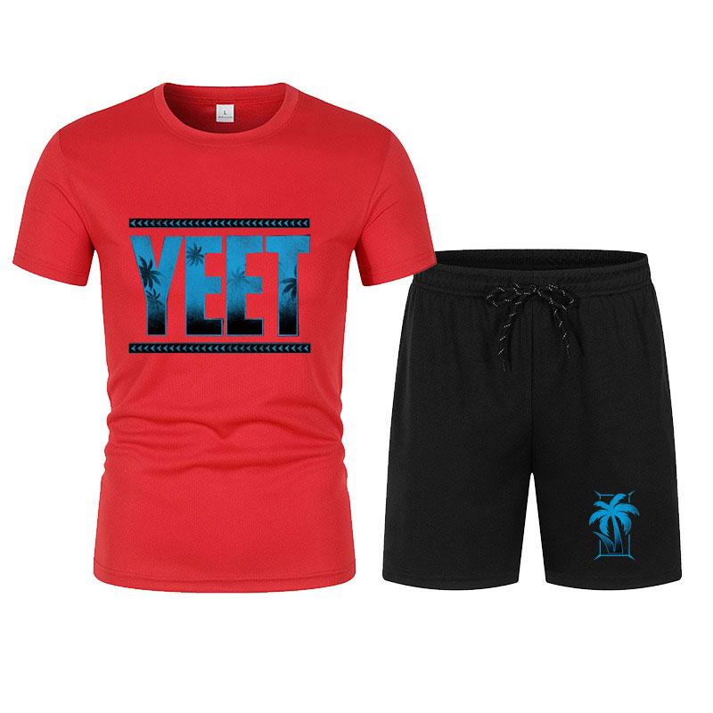 New Men's Black Jey Uso Yeet T-Shirt Shorts Set Summer Short Sleeve Men Overiszed Suits New Causal Clothing Sets