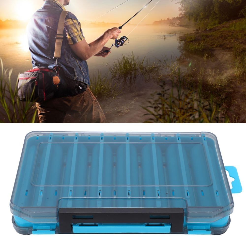 Double Sided Fishing Lure Box 14 Slots with Handle Tackle Box Waterproof Breathable Ventilation Bait Storage Box