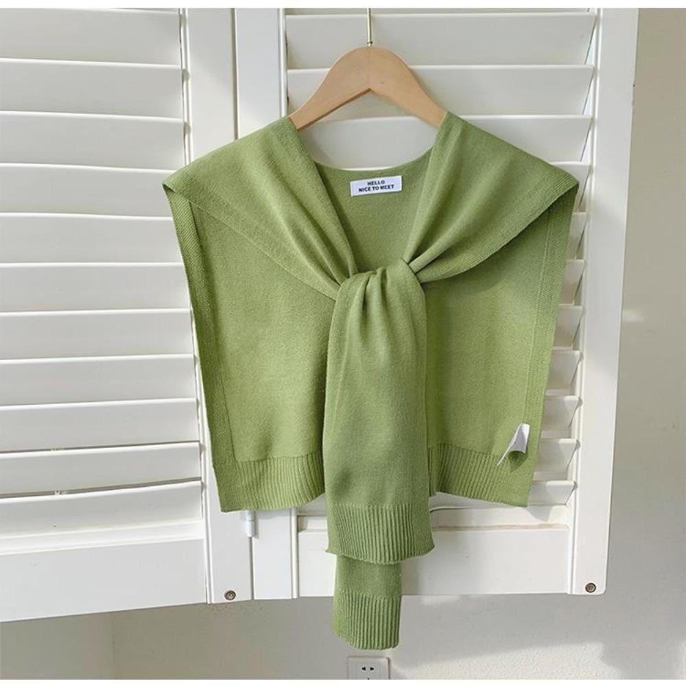 Knotted Knitted Shawl Knitted Design Knit Thin Cape Korean Style Shoulder Scarf Women