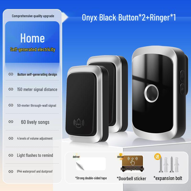Ultra-Long Range Self-Powered Wireless Doorbell with Dual Receivers & High Volume Pager