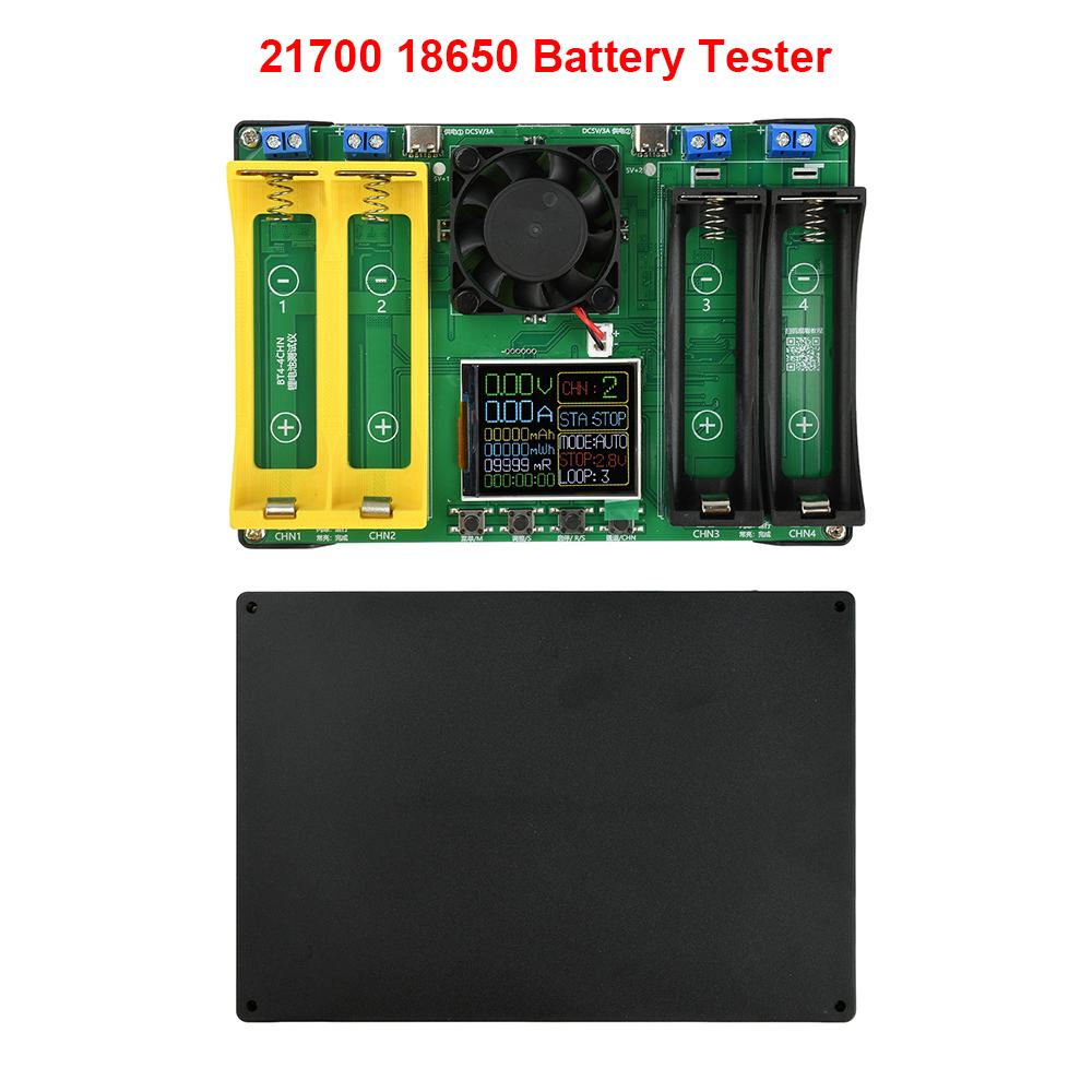 18650 21700 4-Channel Battery Tester Type-C LCD Display Battery Capacity Tester MAh Lithium Battery Detection Module 21700 18650 Tester