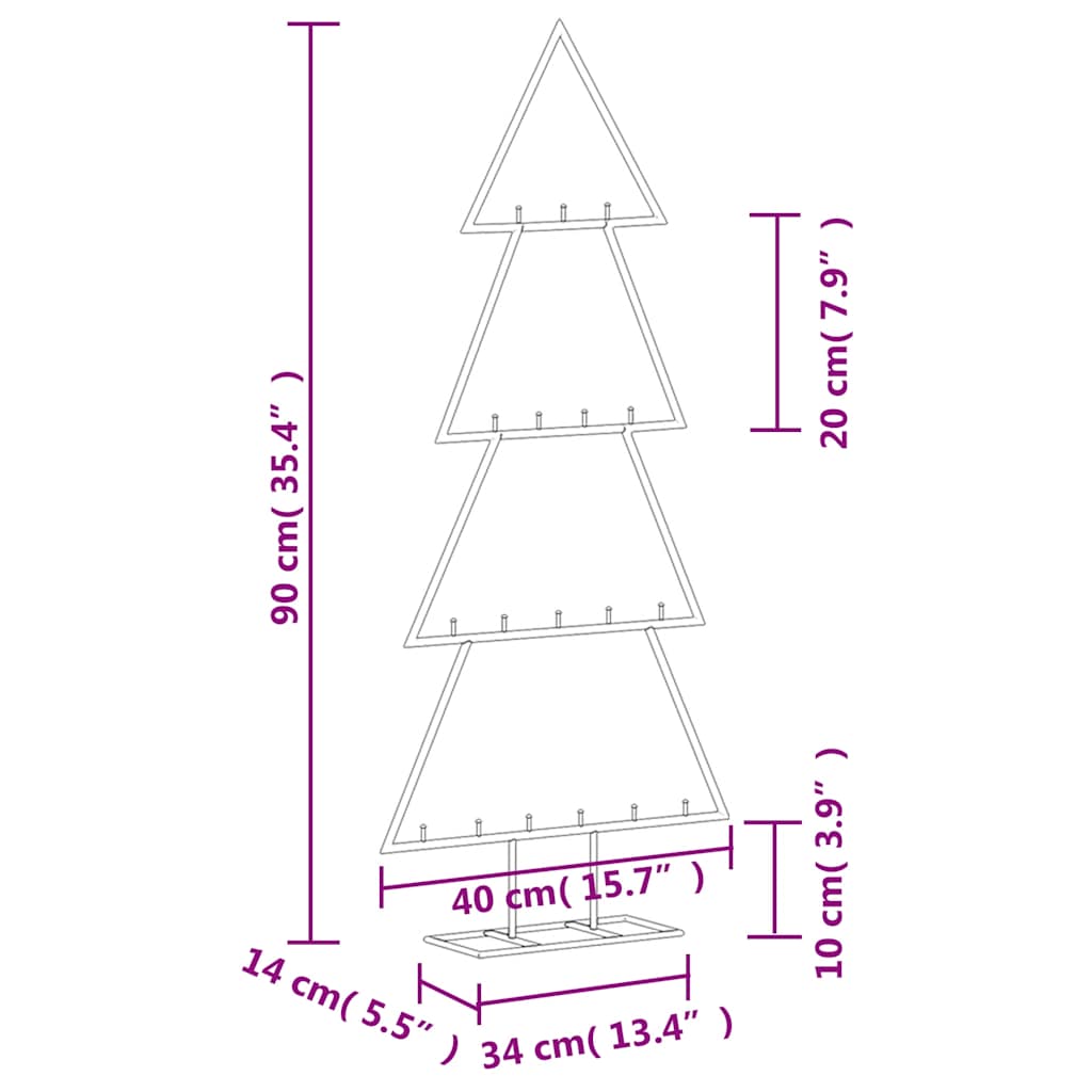 Metal Christmas Tree for Decorations Black 90 cm