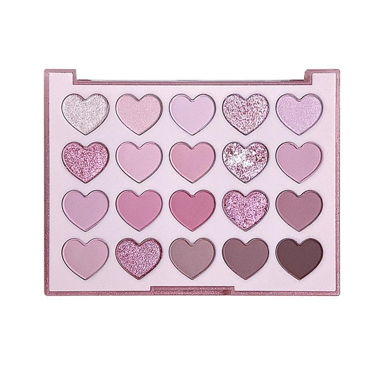 DIKALU Korean Heart 20-Color Eyeshadow Palette, Matte & Shimmer, Purple Gentle Daily Makeup.