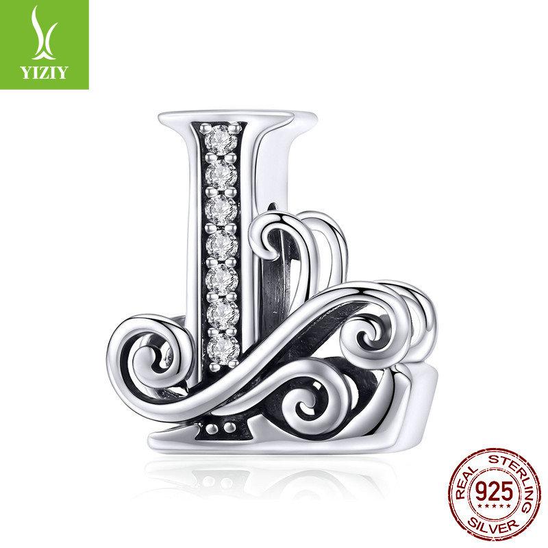 26 Letter Diy Bracelet Beaded Accessory, Zircon Sterling Silver Beads Loose Beads Bsc030