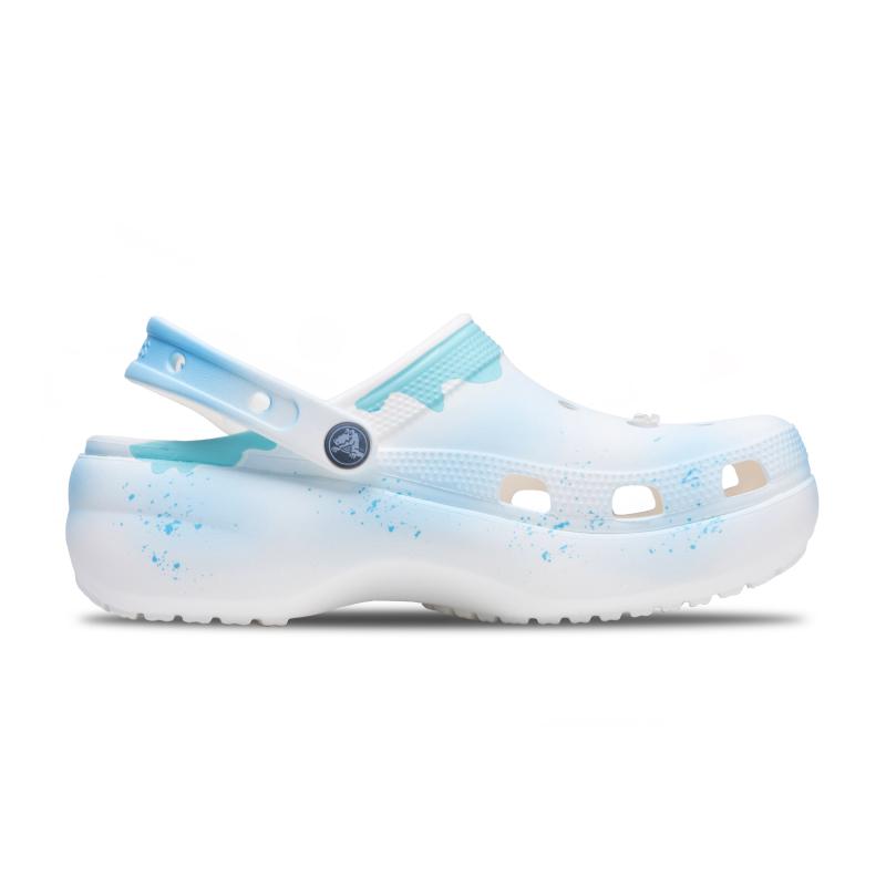 Crocs Classic Platform Clog Blue Ocean EVA Fashionable and Versatile Simple and Comfortable Sunshine Clogs for Women Blue