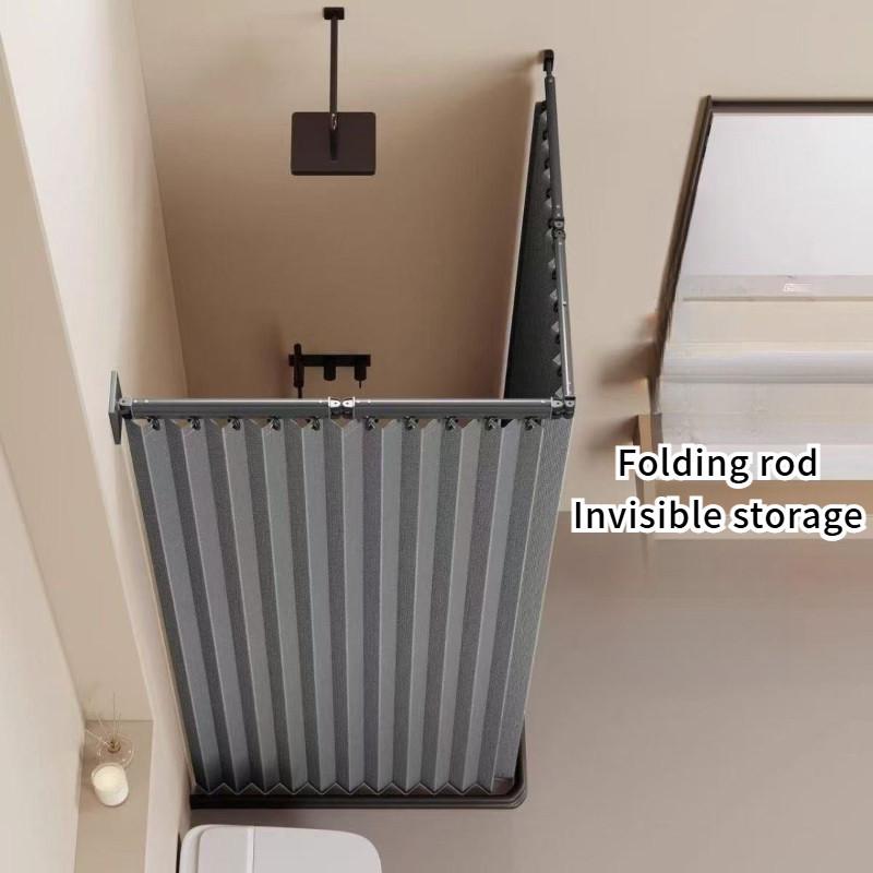 Bathroom Dry Wet Separation Shower Curtain Rotating Folding Curtain High-end Shower Invisible Waterproof Shower Partition Supplies