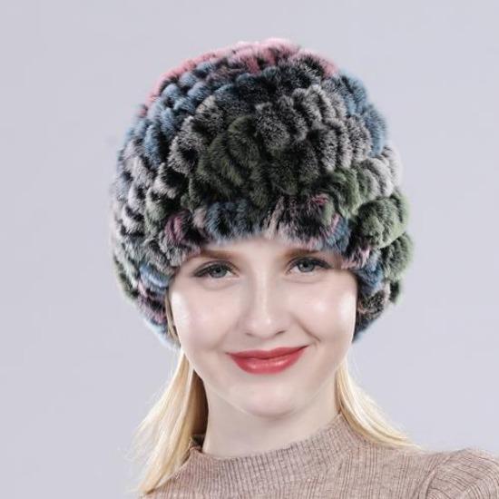 Hot Sale Russian Lady Natural Real Rex Rabbit Fur Hats Women Knitted Outdoor Rex Rabbit Fur Hat New Warm Real Fur Caps