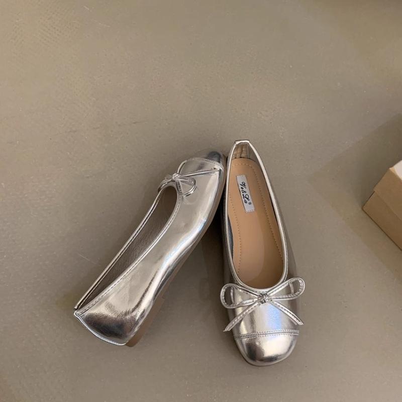 

Модные осенние женские балетки, модные конфетные цвета, женские повседневные балетки, круглый носок, мелкие повседневные слипоны, новая женская обувь 35 серебряный