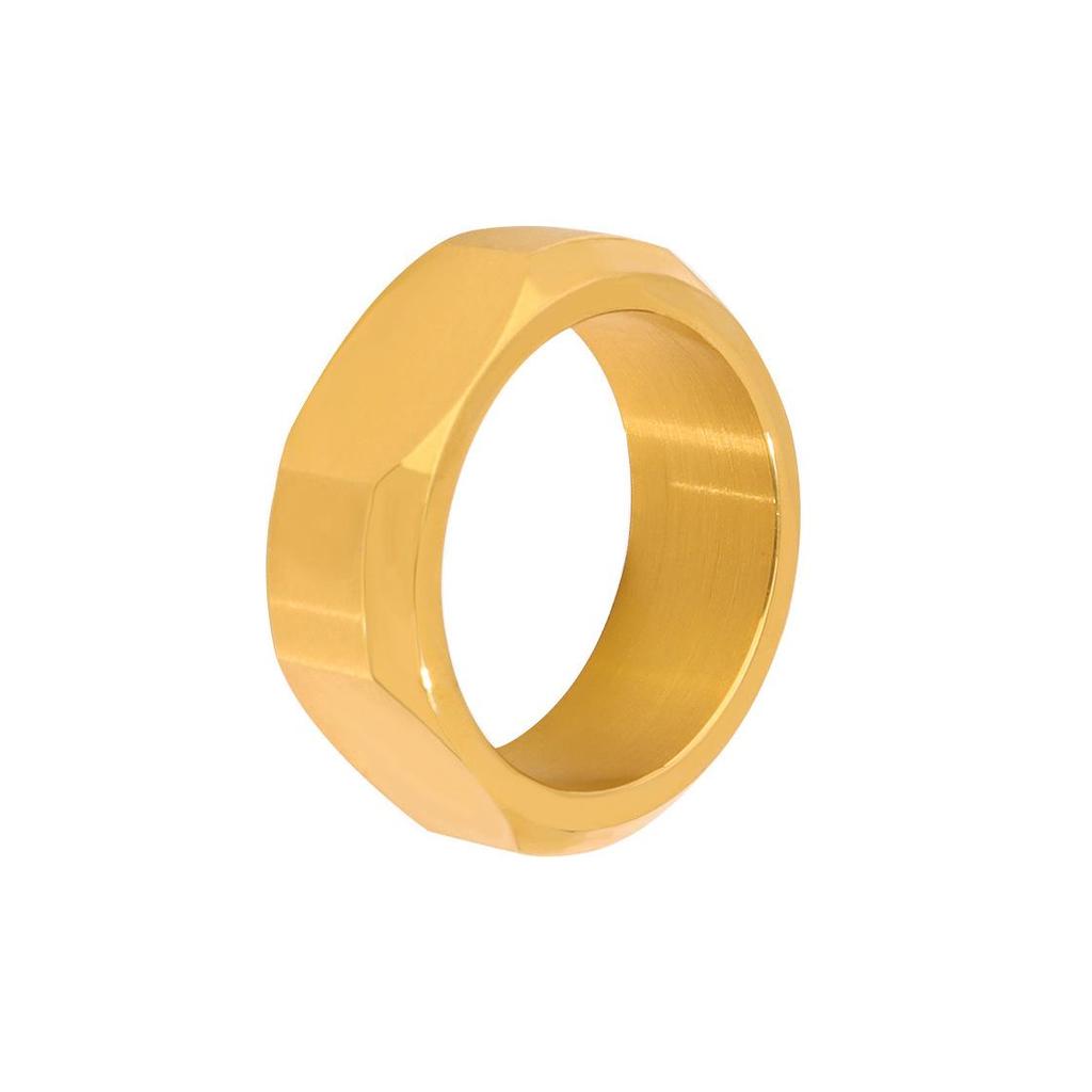 18K Gullbelagt Rustfritt Stål Møtrikk Design Ring - Europeisk & Amerikansk Mote, Enkel & Allsidig.