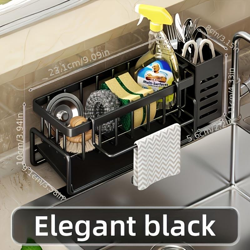 Suport de Depozitare din Oțel Inoxidabil pentru Burete de Bucătărie și Lavetă cu Drenor