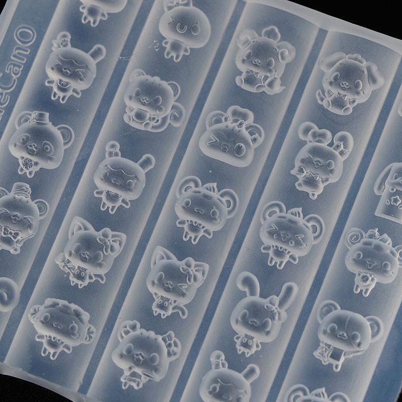 3D Relief Silicone Nail Art Molds Cartoon Animal Rabbit Cat Dog Design Diy Nail Art Decorations Transparent Manicure Template