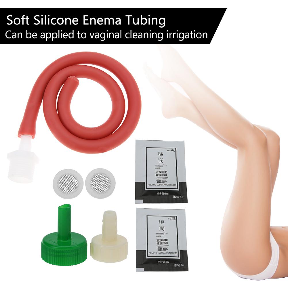 Household Soft Silicone Anal Cleaner Enema Tubing Vaginal Cleaning Kit