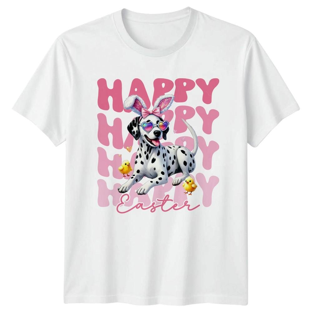 Happy Happy Happy Easter Unisexs TShirt Dalmatian Dog Holiday S