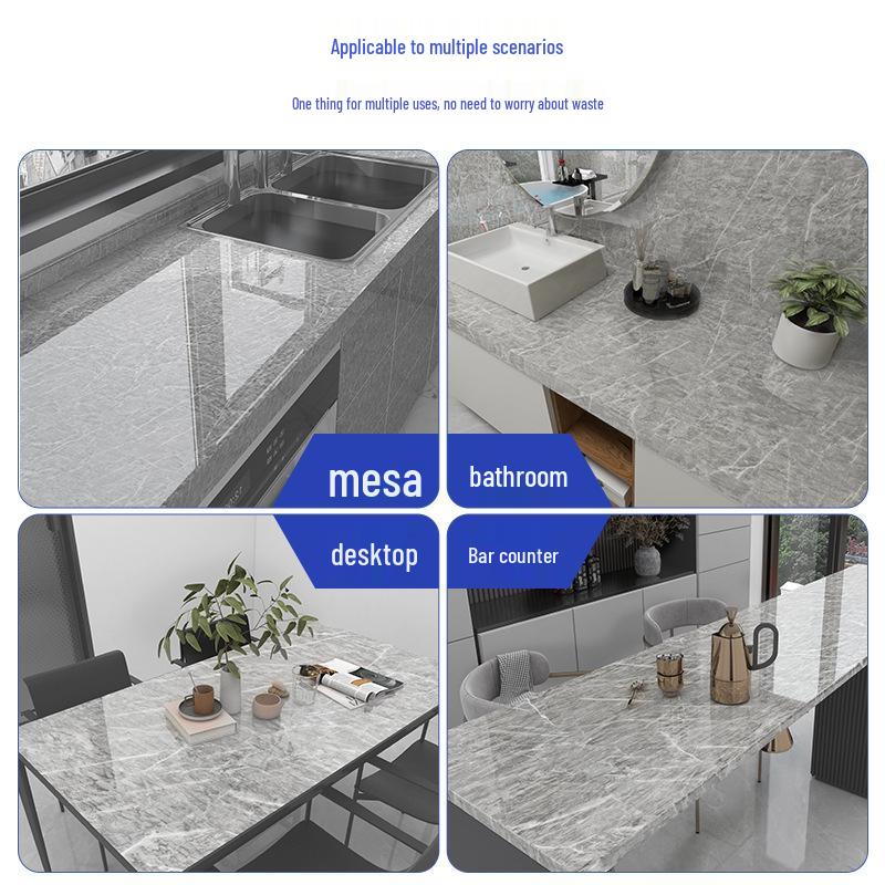 Enhanced Marble-Style Self-Adhesive Kitchen Sticker: Oil-Proof, Waterproof, High-Temperature Resistant Counter and Wall Covering.