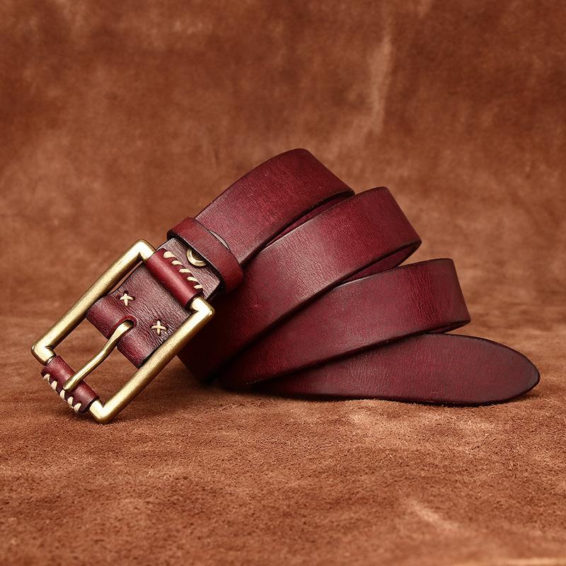 

Ремень мужской корейский стиль простой модный тренд натуральная кожа первый слой чистая коровья кожа ретро досуг карго джинсы ремень 130cm