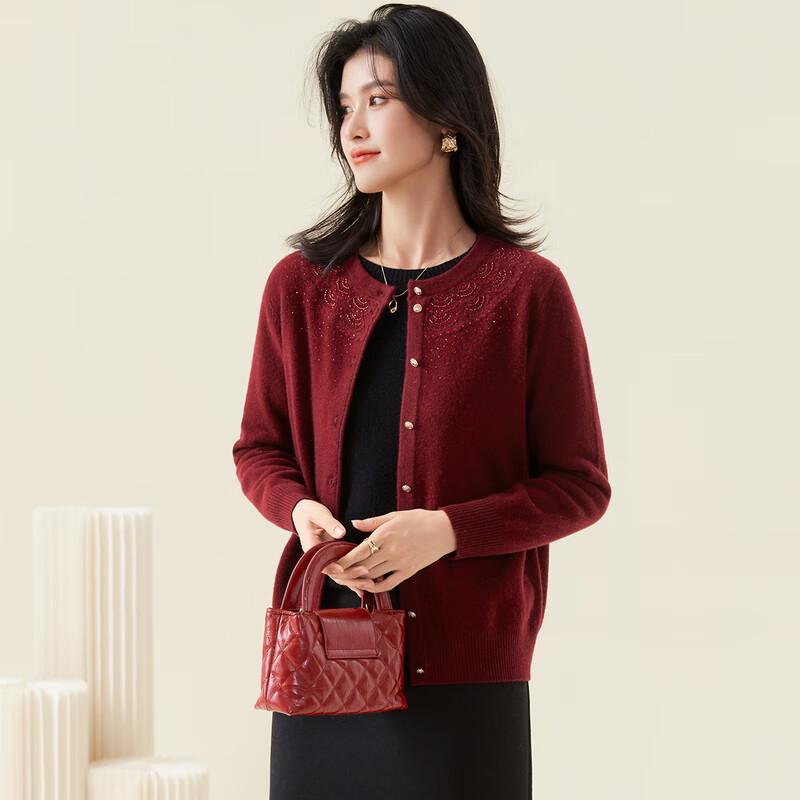 Elegant Floral Embroidered Wool Cardigan for Women