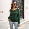 Women S Twisted Off Shoulder V Neck Loose Long Sleeve Knit Sweater