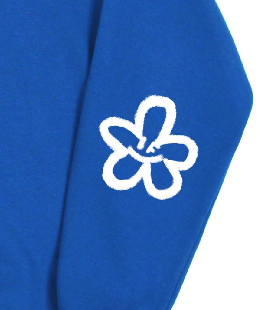 GRAVER [Unisex] Elbow Spray Flower Smile Sweatshirt_Cobalt Blue