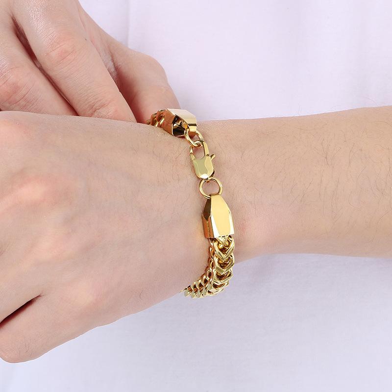 Premium Stainless Steel Front And Back Chain Bracelet, Simple Vacuum Plated Keel Chain, Japanese Buckle Men'S Jewelry