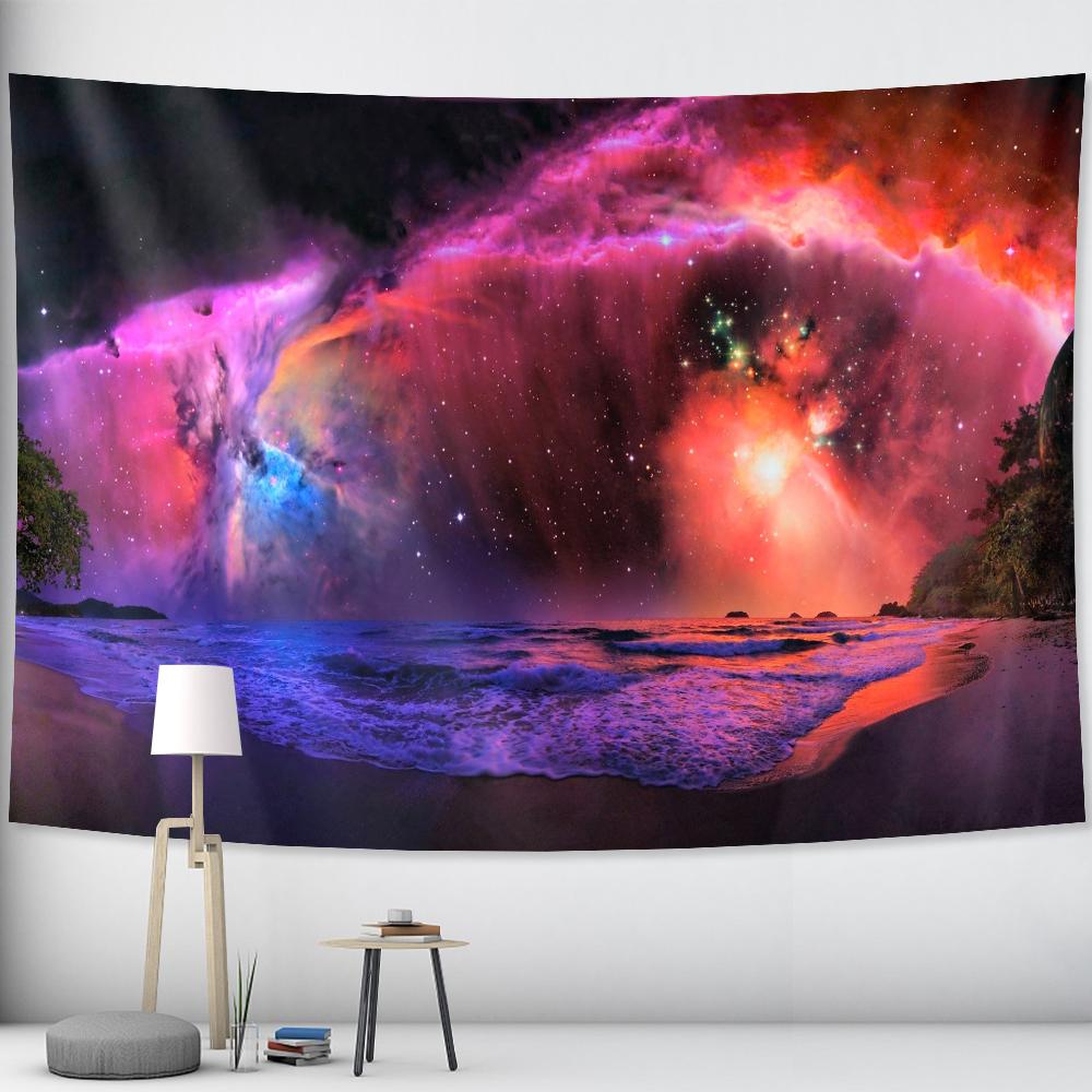 Mysterious Milky Way Starry Sky Wall Hanging Psychedelic Scene Hippie Bohemian Decoration Tapestry Yoga Mat Mattress Home Decor
