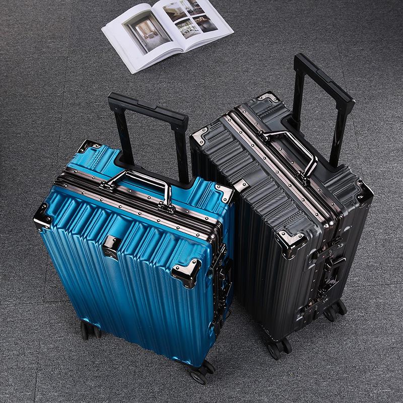 24-Inch Fashionable Aluminum Trolley Suitcase with Silent Wheels and Large Capacity for Women and Students