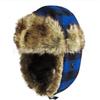 Winter Warm Fleece-Lined Plaid Beanie Hat With Ear Protection Windproof Ski Cap Cold Weather Outdoor Use