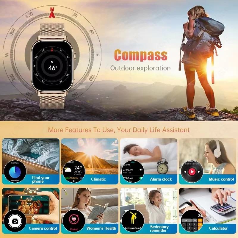 SACOSDING New GPS Positioning Smartwatch Waterproof Outdoor Fitness Tracker Blood Oxygen Sleep Monitoring Compass 170+ Sports Modes Watch