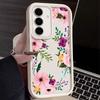 Floral Print TPU Shockproof Phone Case For Samsung S25 Ultra S24 FE S23 Plus A56 A36 A16 A15 A55 A06 Soft Silicone Lens Protection Matte Bumper Cover