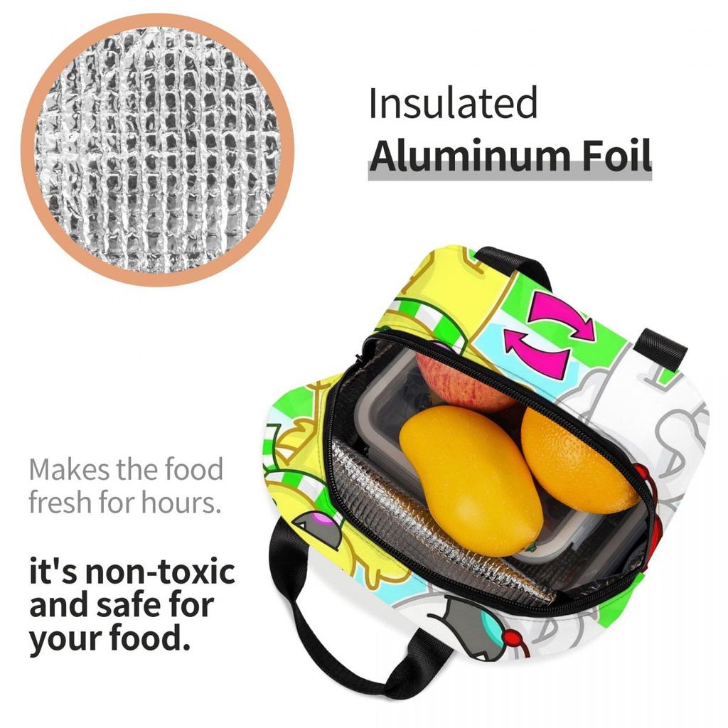 Tylers And Snowi Gaming Insulated Lunch Bag Food Container Bags Portable Cooler Thermal Bento Box For Picnic