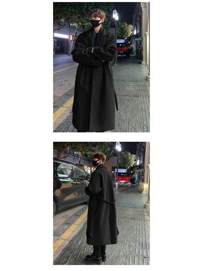 Unisex Over-the-Knee Wool Trench Coat - Mid-Length, Stylish High-End Winter Outerwear