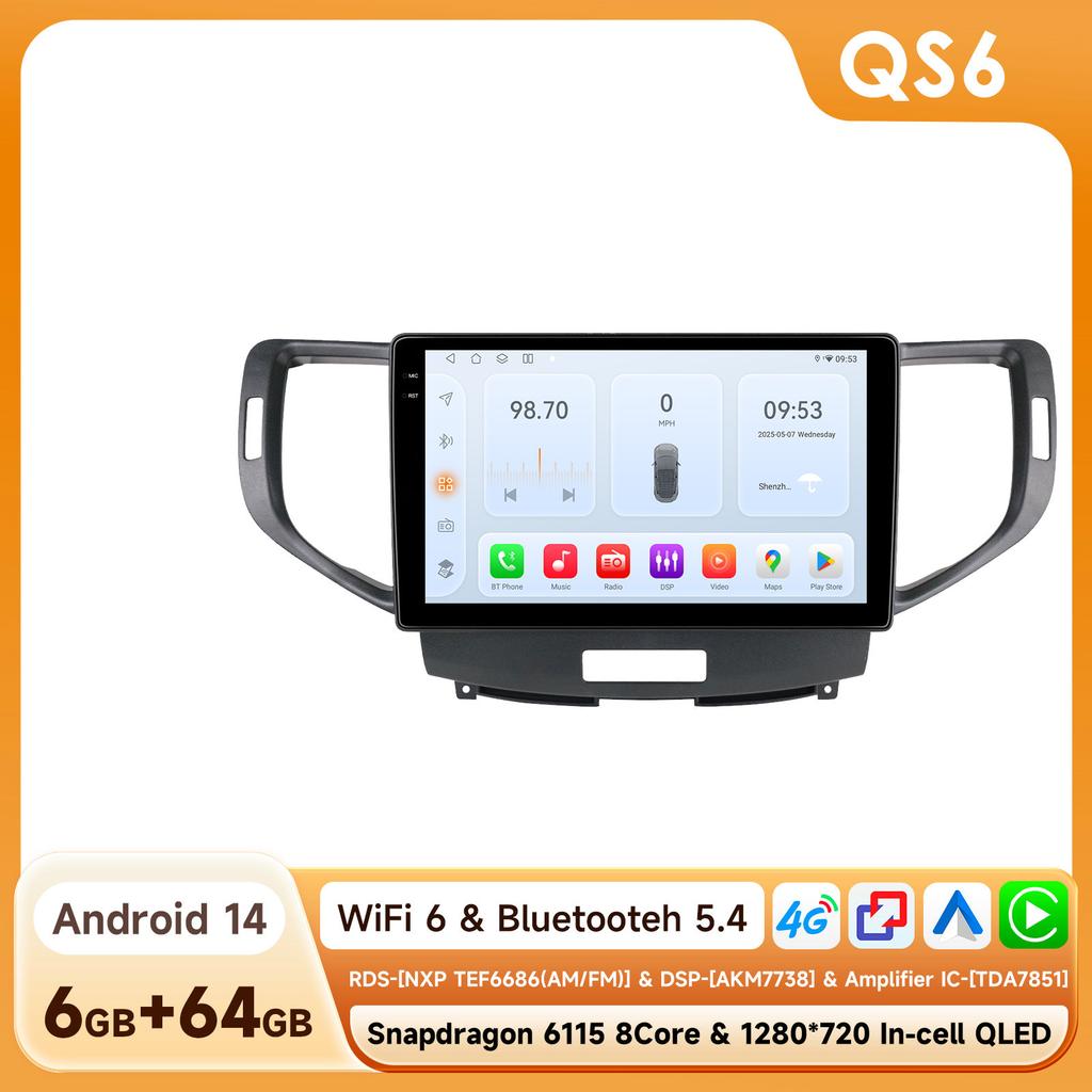 4G WIFI Carplay for Honda Accord 8 Acura TSX 2008 2009 2010 2011 2012 Car radio Android 12 Multimedia Video player 6115 Stereo