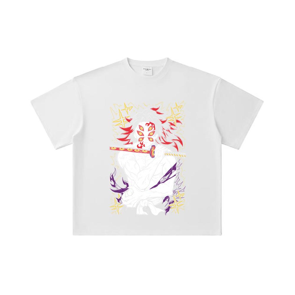 260 GSM Double Yarn 32 Count 100% Cotton Demon Slayer V36 Kokushibo Print Unisex Heavy Cotton T Shirt