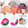 Woven Clutch Purses for Women, Summer Beach Crochet Striped Dumpling Bag Evening Handbag with Romantic Lucky Clover
