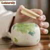 HOYIHM Hand-painted Peony Flower Tea Box Organizer Moisture-proof Handmade Storage Tank Containers Tea Caddy Tea Services Gift