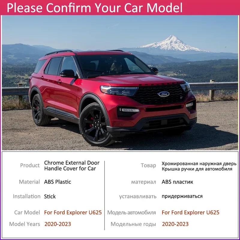 For Ford Explorer U625     Chrome Gloss Black Carbon Fiber Car Smart Door Handle Cover Trim External Stickers